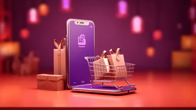 pngtree d rendering of shopping bags and online store on smartphone against image_3719673